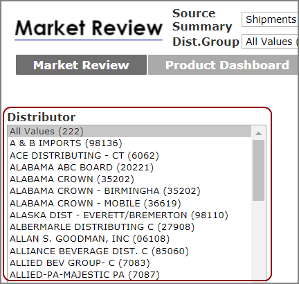 Example of a picklist QuickView.