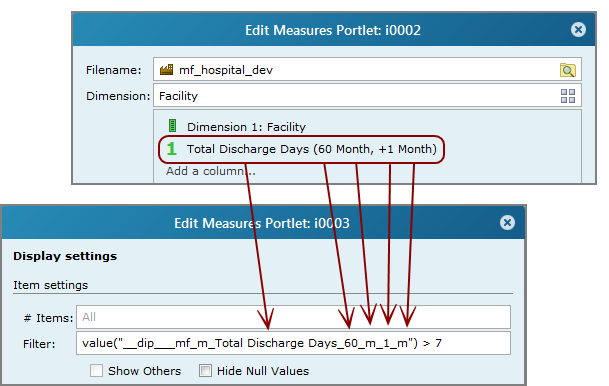 Relationship between column definition and filter string.