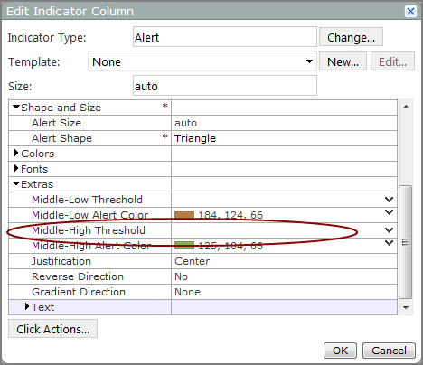Edit Indicator Column dialog box for standard licenses.