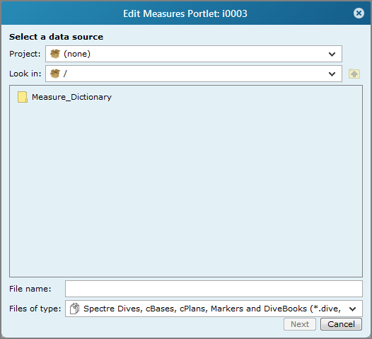 Edit Measures Portlet dialog box.
