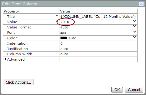 An example of the edit text column dialog box.