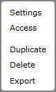 Example of an edit this environment context menu.