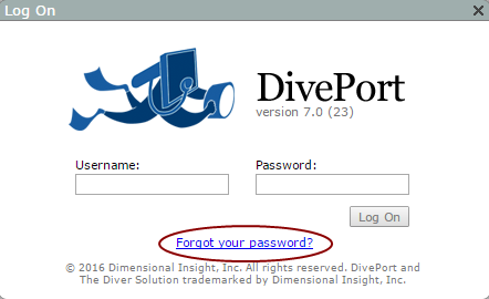 The Log On screen showing, a Forgot your password? link.