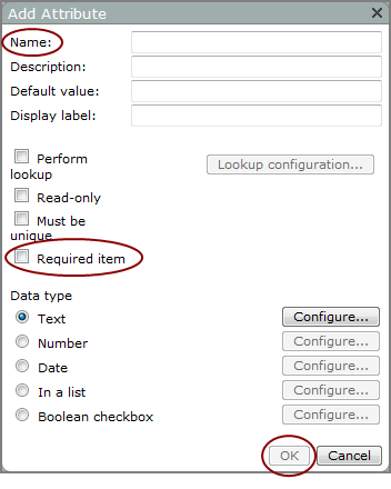 Add attribute dialog box.