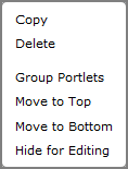 Multiple portlet context menu.
