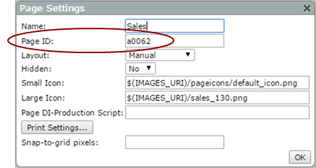 Page settings dialog box.