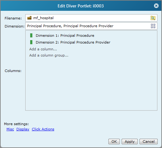 Edit diver portlet, summary.