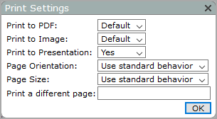 Print settings dialog box.