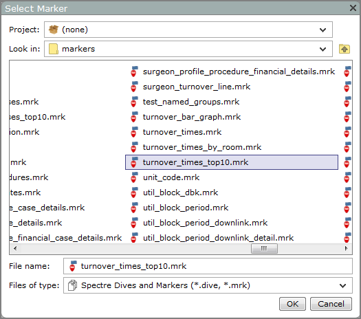 Example of a Select  marker dialog box.