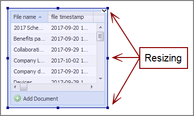 An example of a table editor portlet in edit mode.