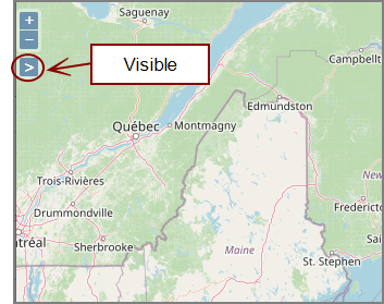 Map portlet showing the location of the visible overlays icon.
