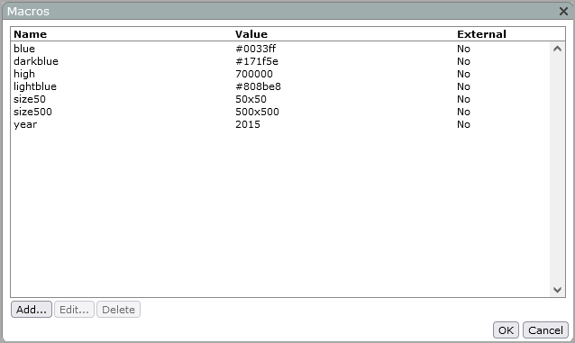 Sample Macros dialog box