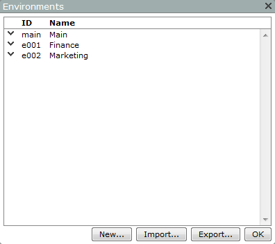 Environments dialog box.