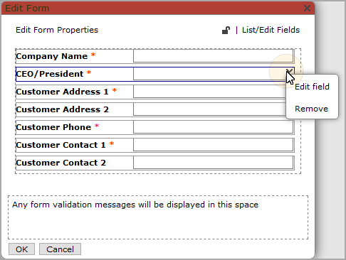 Unlocked edit form dialog box.