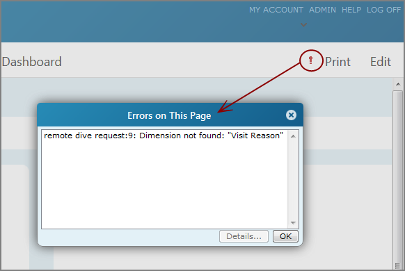 Location of exclaimation point and same error message.