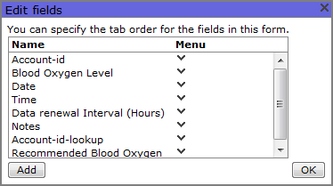 An example of an Edit fields dialog box. 