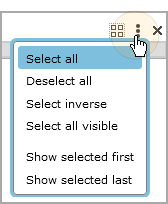 Quickview selection options.
