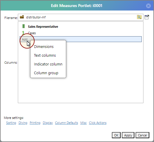 The Add context menu.