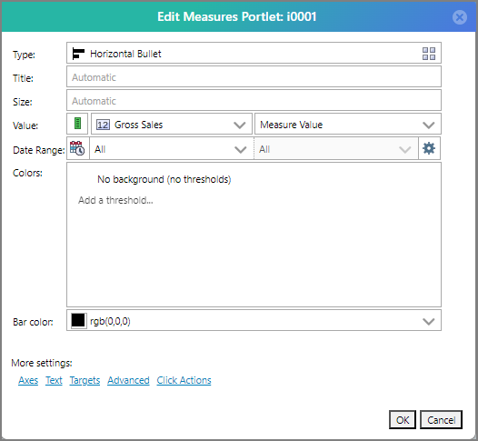 The Edit Measures Portlet column fields.