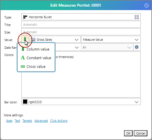 The Value context menu.