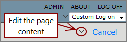 Location of the edit the page content context menu chevron.
