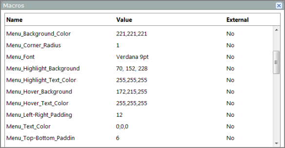 Example of a macros list.