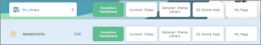 Your shortcuts listed in the My Library menu.