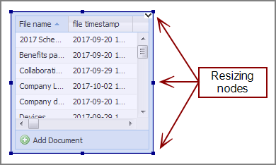 An example of a table editor portlet in edit mode.