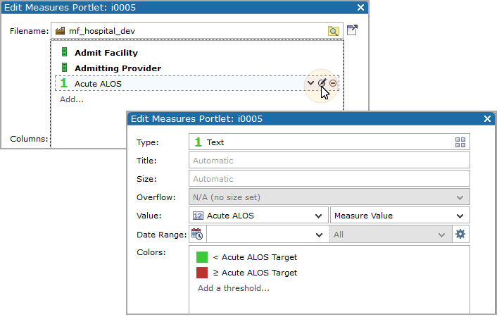 Coloring a Text Indicator Column in a Measures Portlet