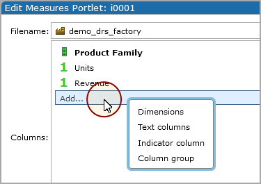 Adding a Column to a Measures Portlet
