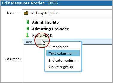 Sample Edt Measures Portlet page.
