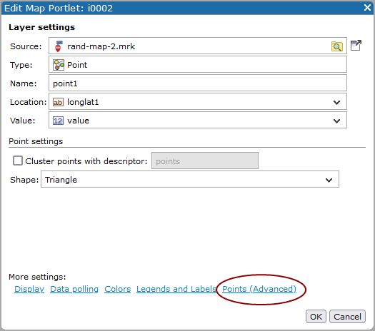 Edit Map Portlet, Layer settings, points