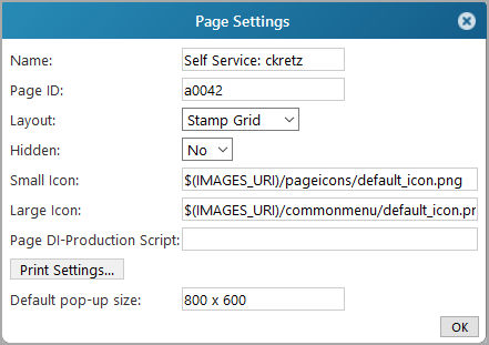 Editing Self Service Page Settings