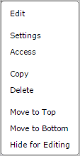 Portlet context menu.