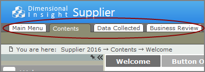 Page tabs on the toolbar.