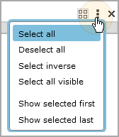 Quickview selection options.