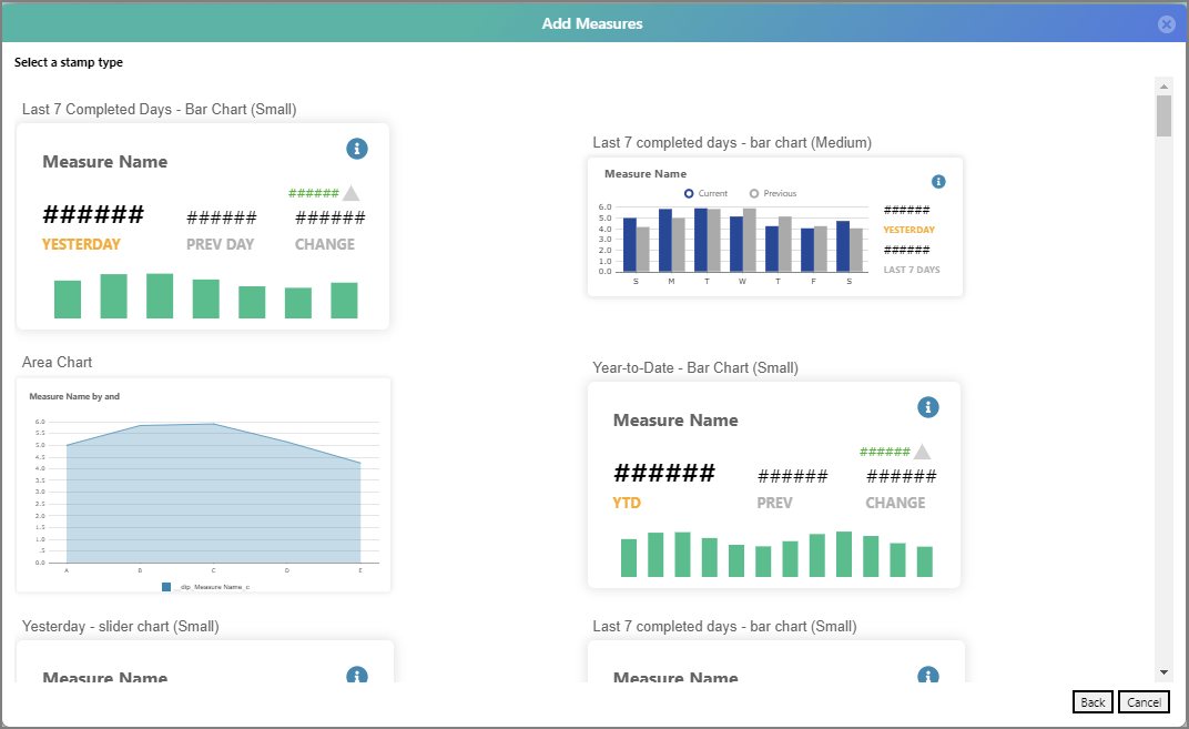 The list of stamp types for the self-service page.