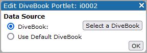 Version 7.1(23) edit DiveBook Portlet dialog box