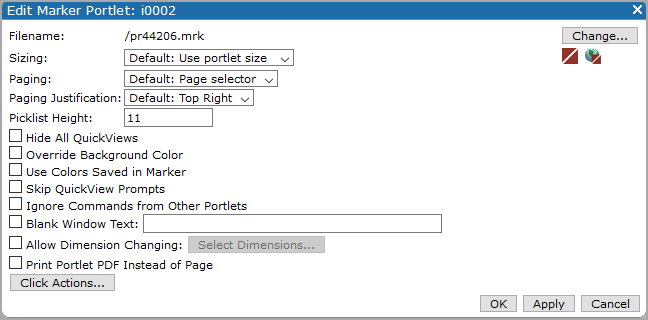 Edit Marker Portlet dialog box.