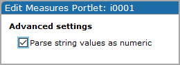 Measures portlet advanced settings