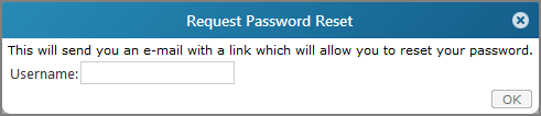 Request Password Reset dialog box.
