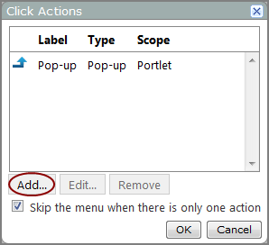 Click actions dialog box.