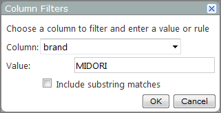Example of a column filters dialog box.