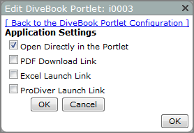 DivePort portlet application settings.