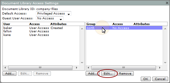 Customizing Document Library Access Settings