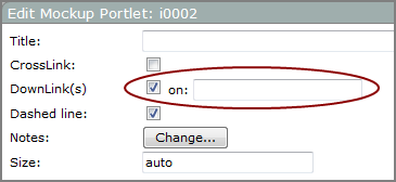 Edit Mockup portlet dialog box with the on box enabled.