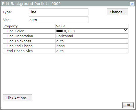 Edit Background Portlet dialog box showing the defualt options for a line background.