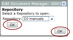 Edit document manager dialog box.