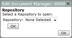 Edit document manager, select a repository dialog box.
