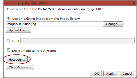 Example of an edit image portlet dialog box.